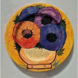 Italian Bellini Piu Hand Painted 13" Decorative Plate Still Art Flowers Vase